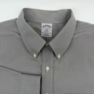 Brooks Brothers Regent Button-Down Dress Shirt Men’s 17-4/5 - Gray Microcheck